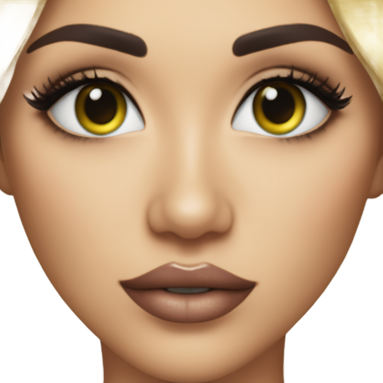 genmoji：西班牙歌手LOLA INDIGO有绿色眼睛、非常长的直 blonde发和明显的眼线。