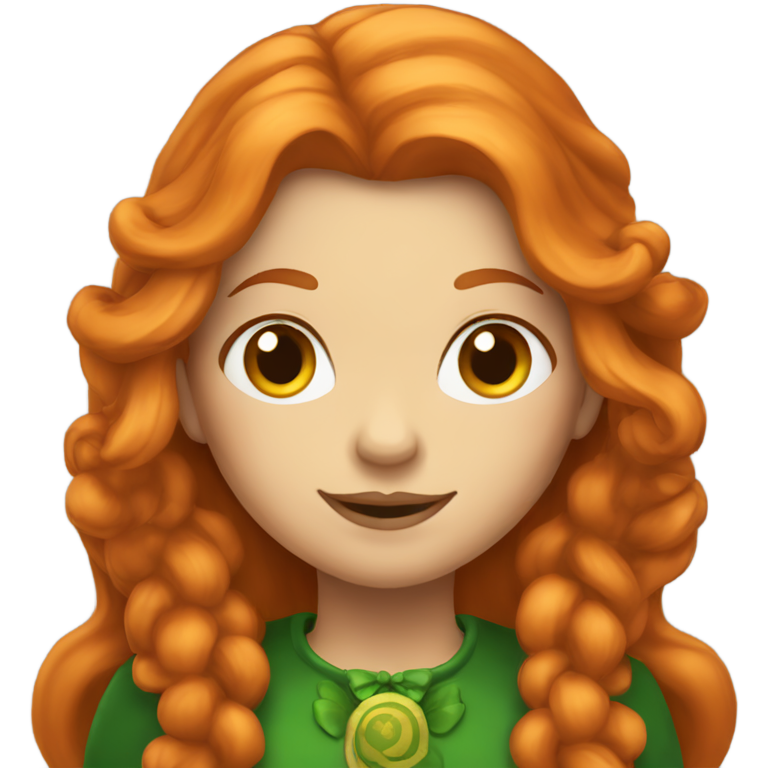 genmoji : Lutine aux cheveux longs roux