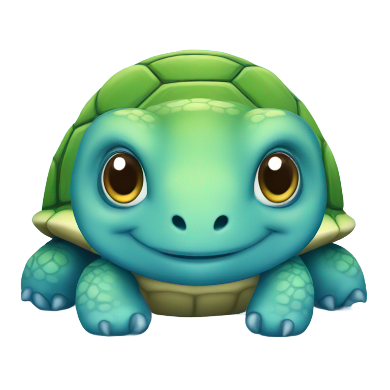 genmoji: blue chubby cute turtle