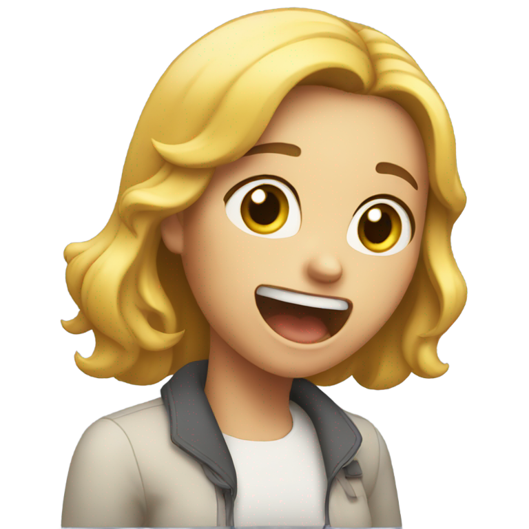 genmoji：女孩手交叉在胸前，抓着脖子尖叫