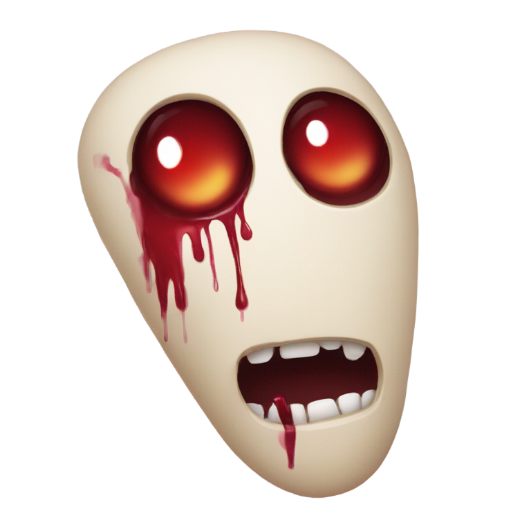 genmoji：邪恶🕴瘦长，嘴上沾血，红光眼，长指