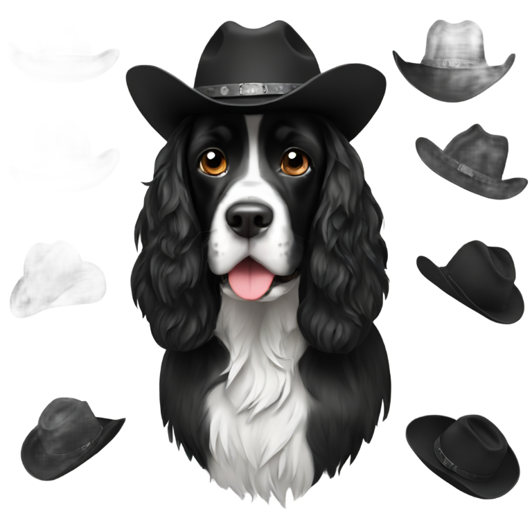 genmoji：全黑英国猎犬戴牛仔帽