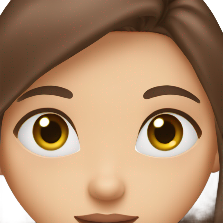 genmoji : Girl with green blue eyes and straight brown chocolate hair