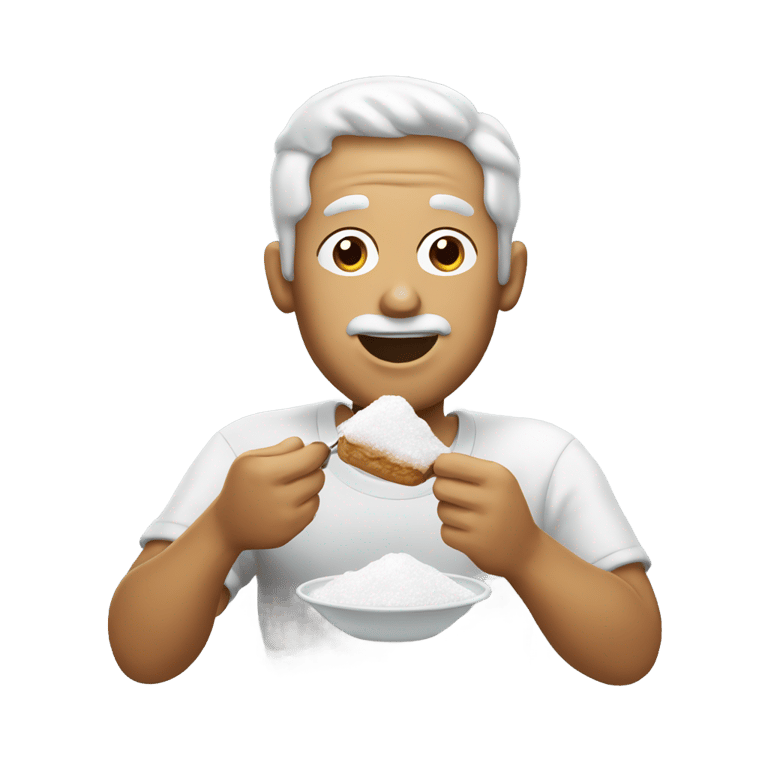 genmoji：一位吃着面粉糖的男人
