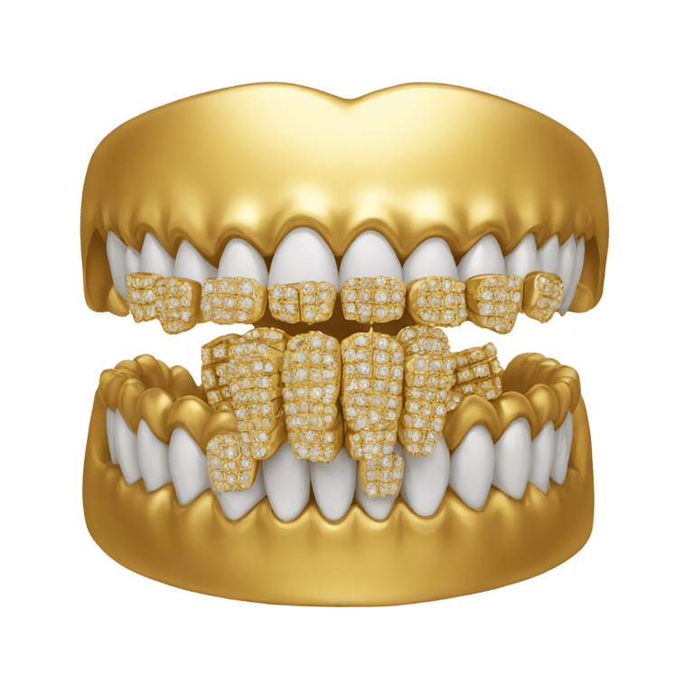 genmoji : Dents en or et grilles avec diamants