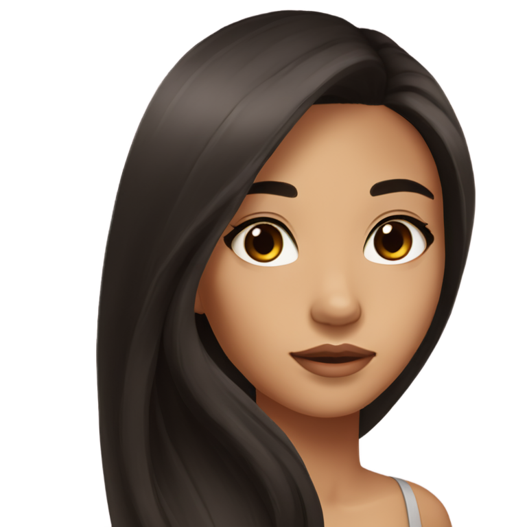 genmoji : Fille philippine à la peau légèrement bronzée, aux cheveux noirs très foncés, longs, volumineux et raides, et aux yeux marron foncé, avec un maquillage naturel et des cils.