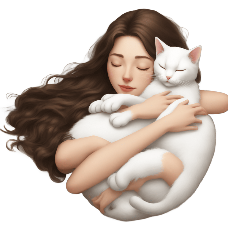 genmoji : White kitty sleeping on brunette white in girl lap