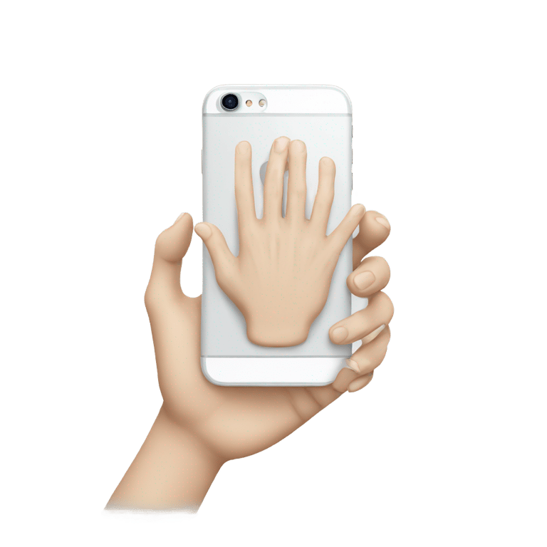 genmoji: One white hand having an Iphone into