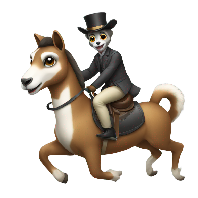genmoji: Lemur riding a horse