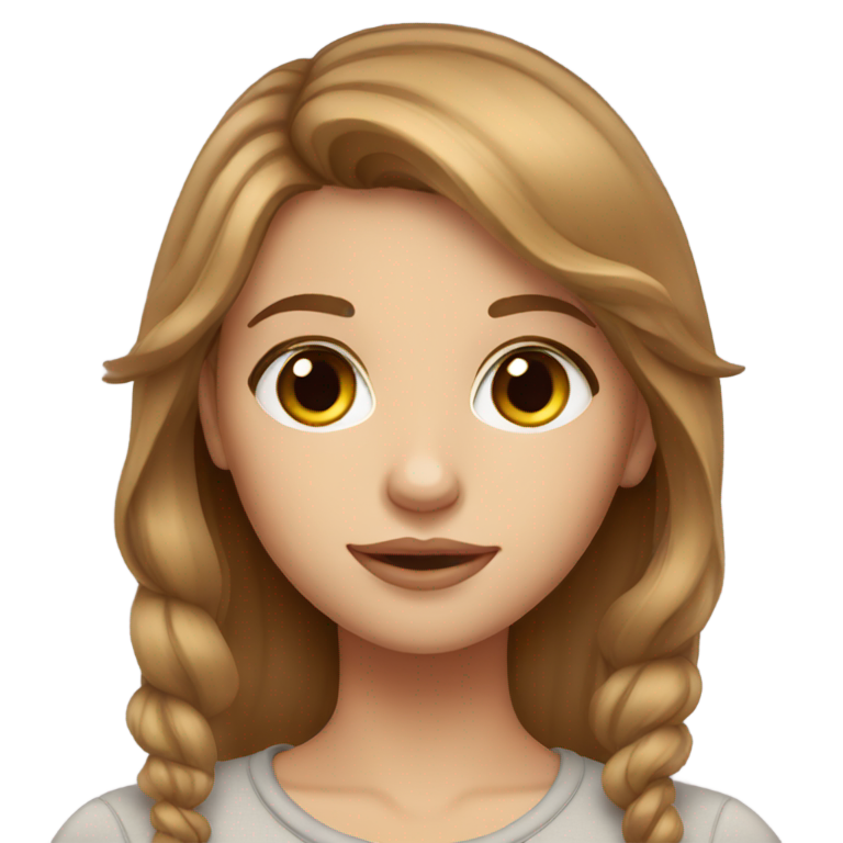 genmoji : Fille aux cheveux châtains et aux yeux noisette