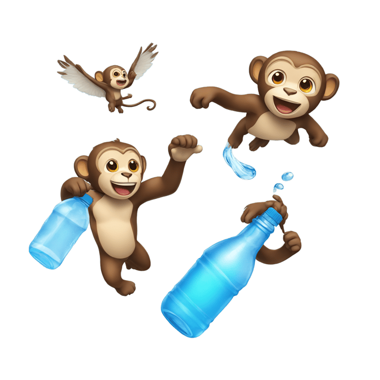 genmoji：一只飞行的水瓶和一只猴子和一只猫