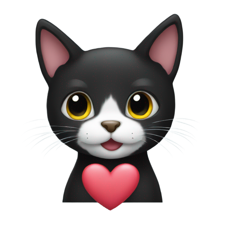 genmoji: black cat with happy heart