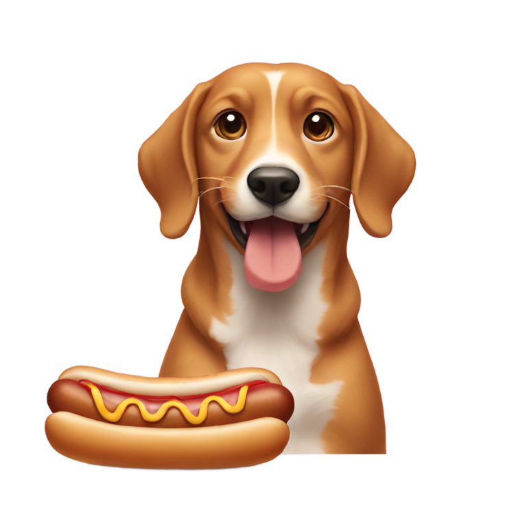 絵文字：犬がホットドッグを食べる