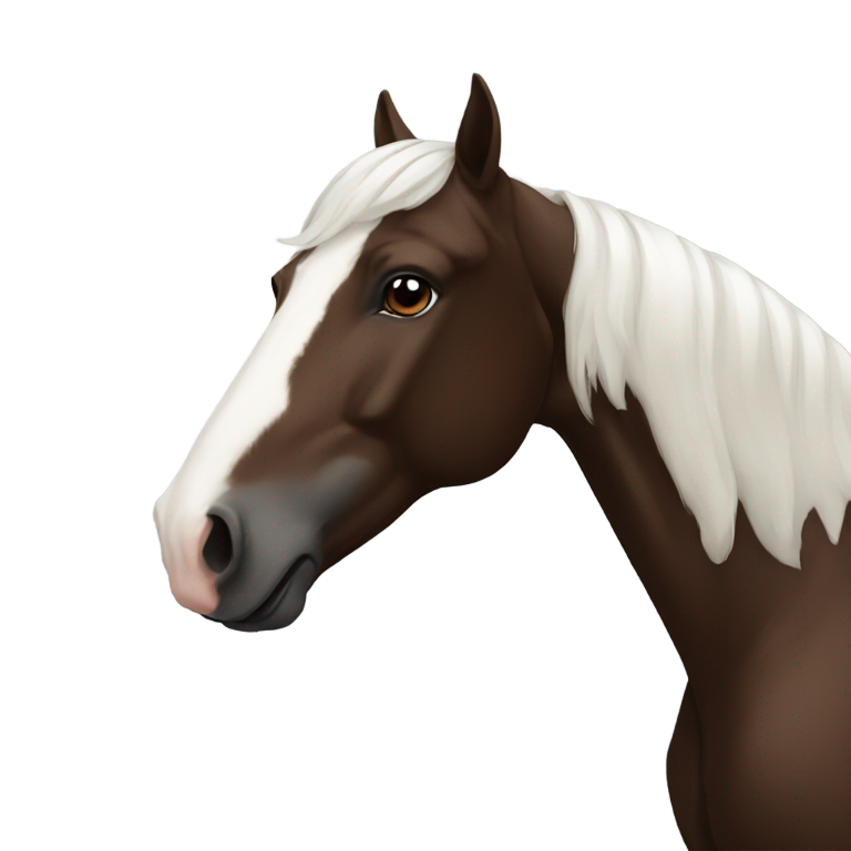 genmoji : Cheval brun foncé debout à côté d'un cheval blanc