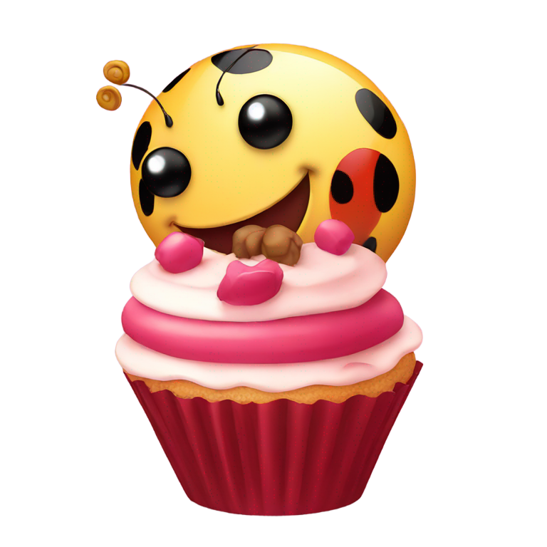 genmoji : Coccinelle tenant un cupcake