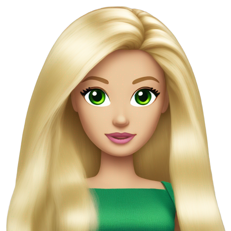 genmoji：芭比长直浅金发绿眼邪恶