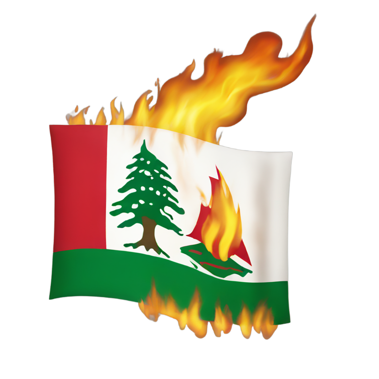 genmoji: Lebanon flag on fire