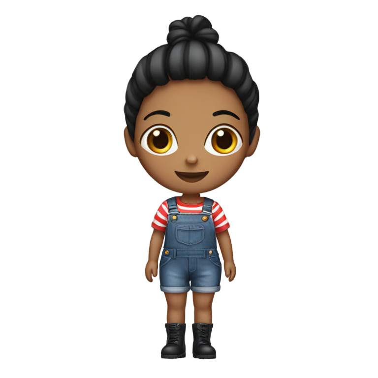 genmoji：黑红条纹头发的女孩穿着工装裤