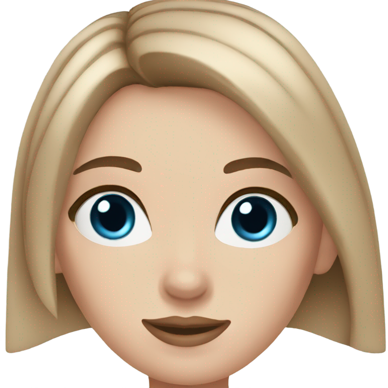 genmoji: White girl with brown straight hair, blue eyes, makeup