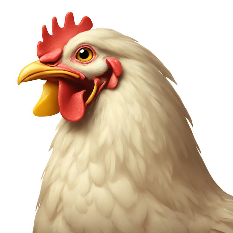 genmoji : Un poulet avec un poulet dans la bouche
