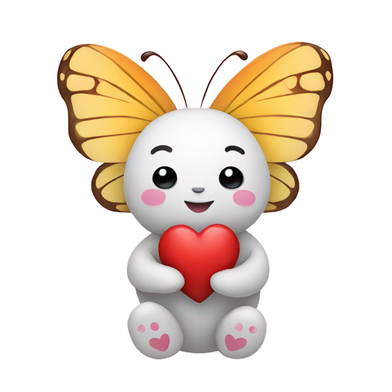 genmoji：毛绒可爱蝴蝶，抱着心形