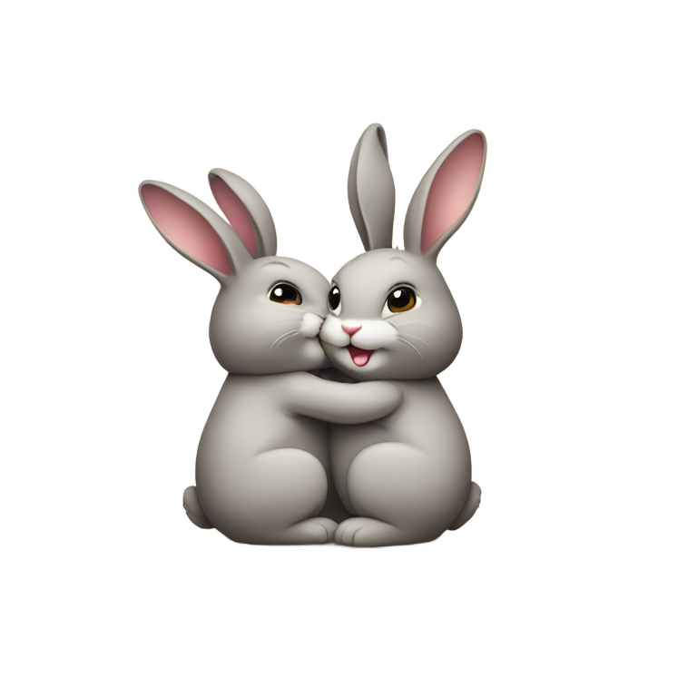 genmoji: Two bunnies hugging