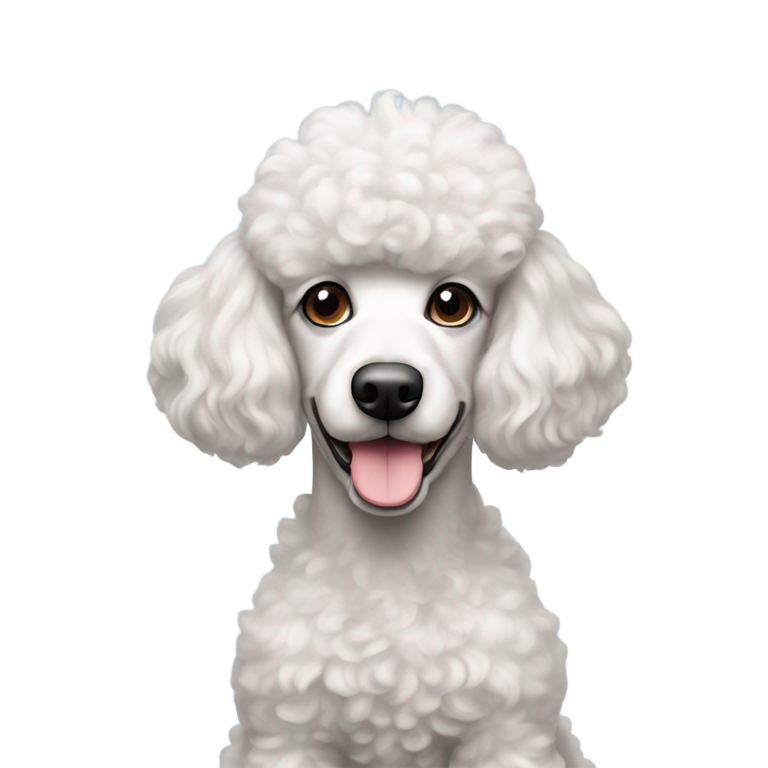 genmoji : Caniche avec des AirPods dans les oreilles écoutant de la musique