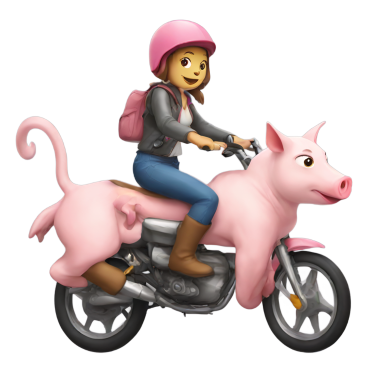 genmoji: cat riding with pig