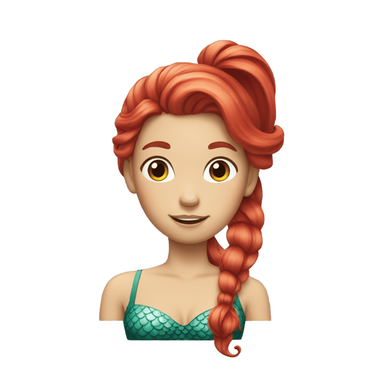 genmoji : A red-haired mermaid with her hair in a ponytail