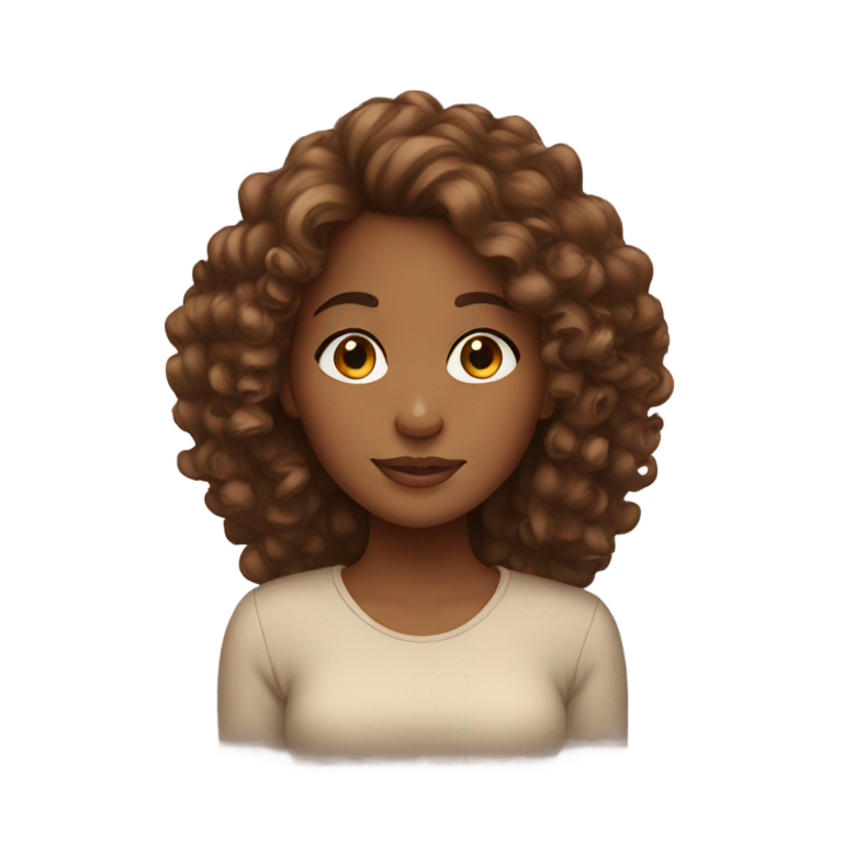 絵文字：茶色肌のカーリーヘアの女の子