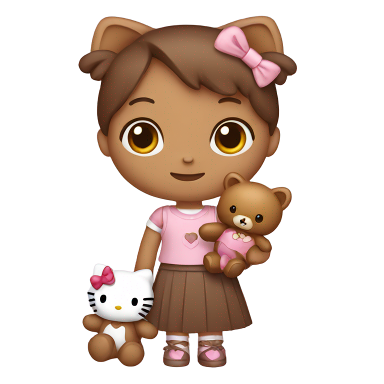 genmoji：凯蒂猫抱着棕色泰迪熊