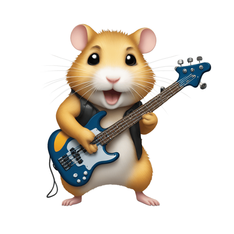 絵文字：Hamster playing electric bass