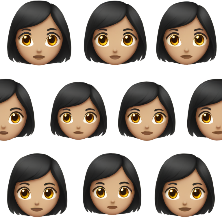 genmoji : Fille philippine à la peau foncée, avec des cheveux noirs très foncés et raides, et des yeux marron foncé, cils naturels.