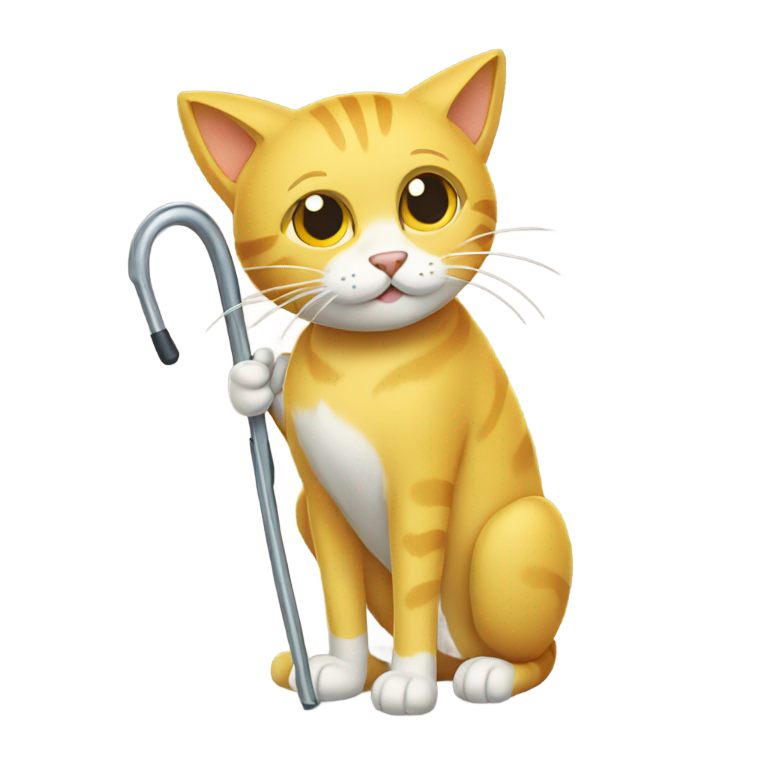 genmoji: Yellow cat with crutches