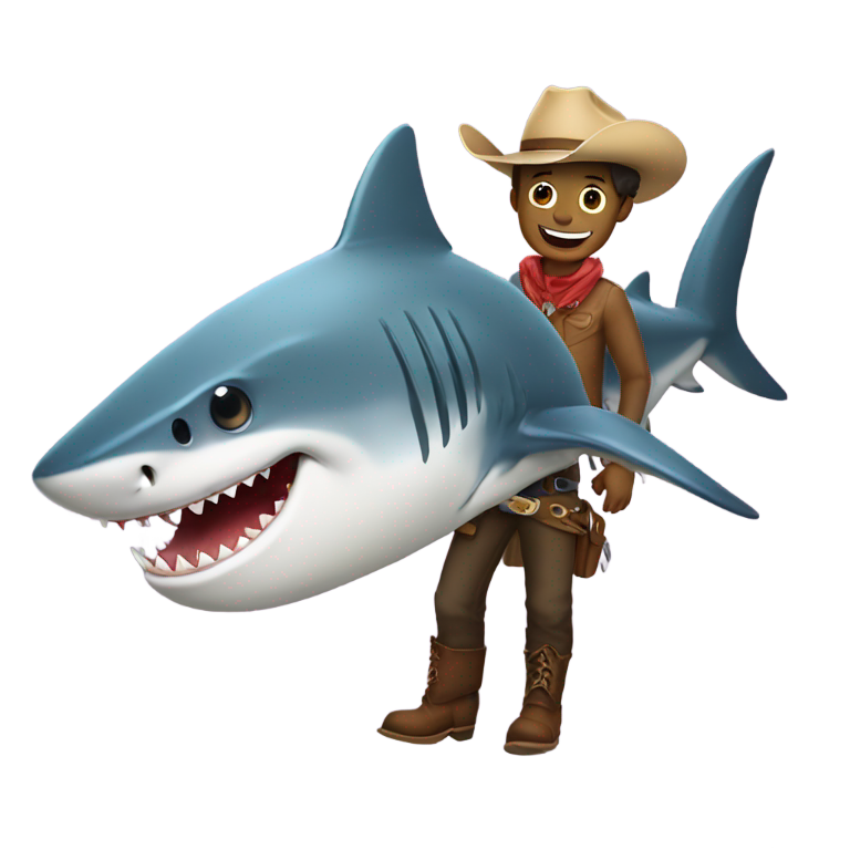 genmoji: shark with a cowboy har