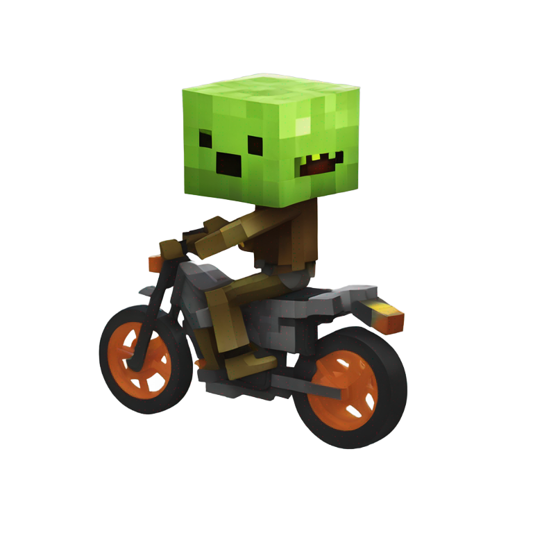 genmoji：方块僵尸骑着方块鸡，Minecraft风格