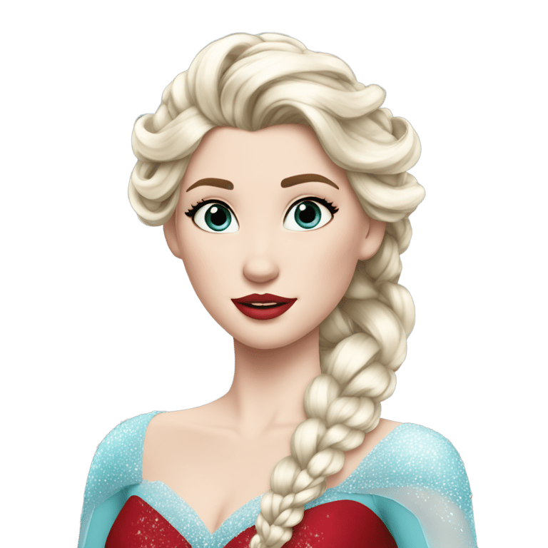 絵文字：Elsa open hair red lips