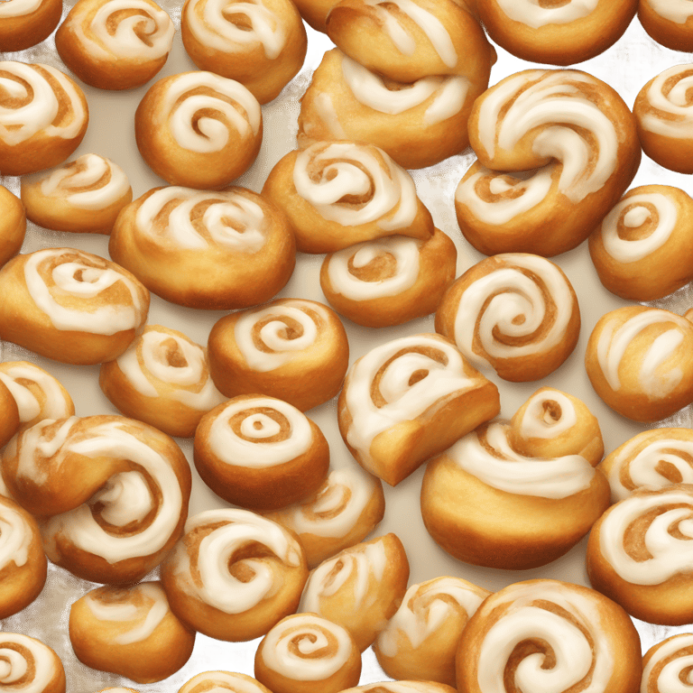 genmoji : A soft, sweet pastry made from a rolled dough infused with cinnamon and sugar, often topped with a rich glaze or cream cheese frosting