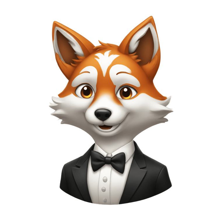 genmoji: A smirking fox in a tuxedo