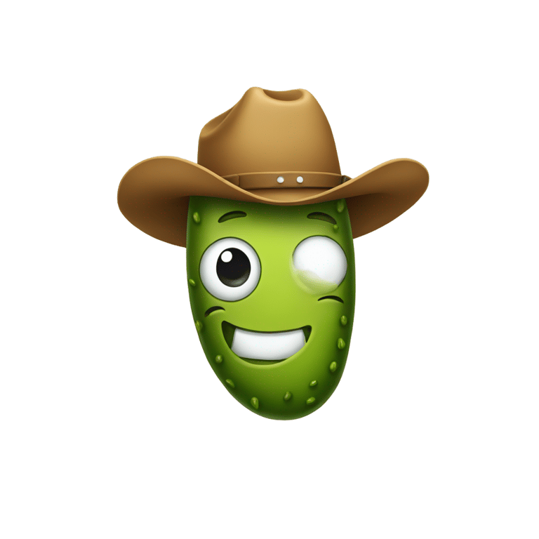 genmoji : a pickle wearing a cowboy hat