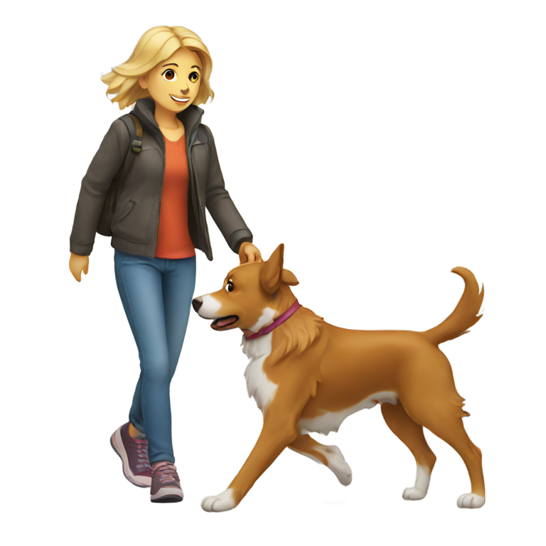 genmoji: walk with dog