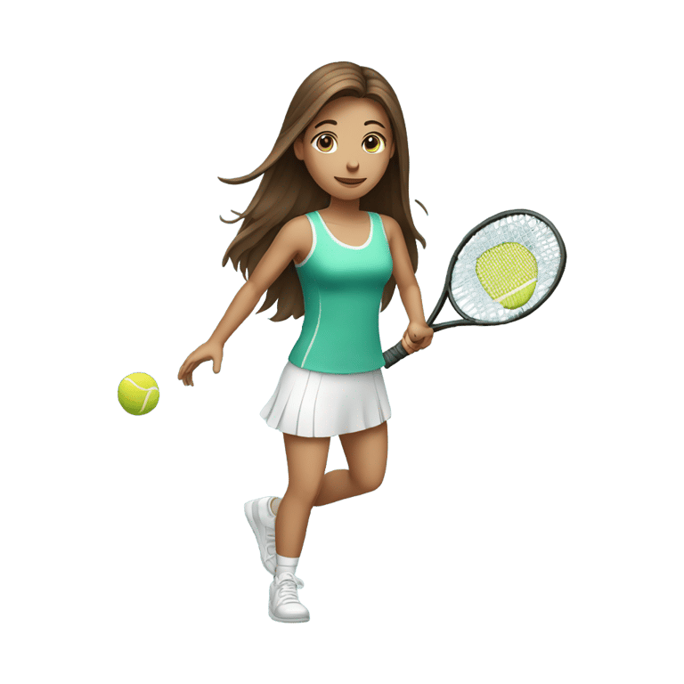 genmoji : A girl who has long brown hair and is playing tennis