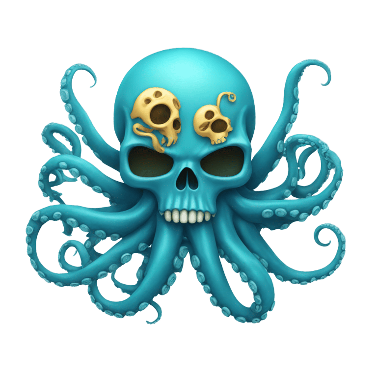 genmoji : Blue skull with 4 tentacles and octopus