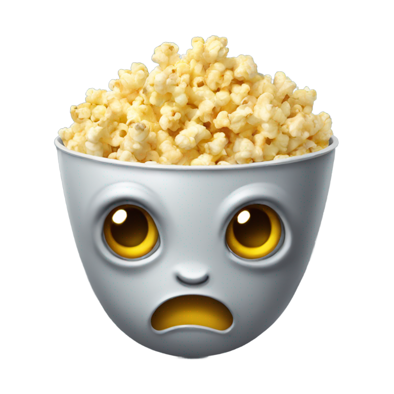 genmoji：灰色外星人面孔表情符号吃爆米花