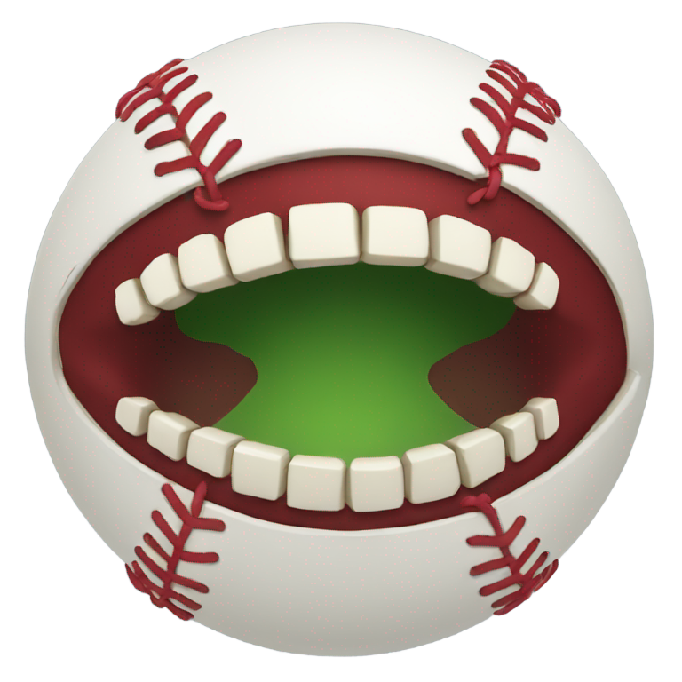 genmoji: A baseball ball in the mouth