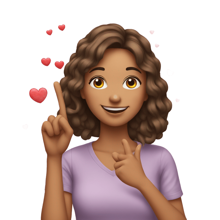 genmoji：一位微笑着用手指做心形的手势的女性
