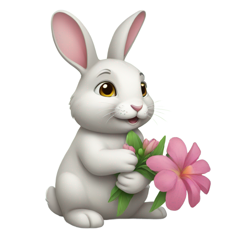 genmoji: rabbit giving flowers