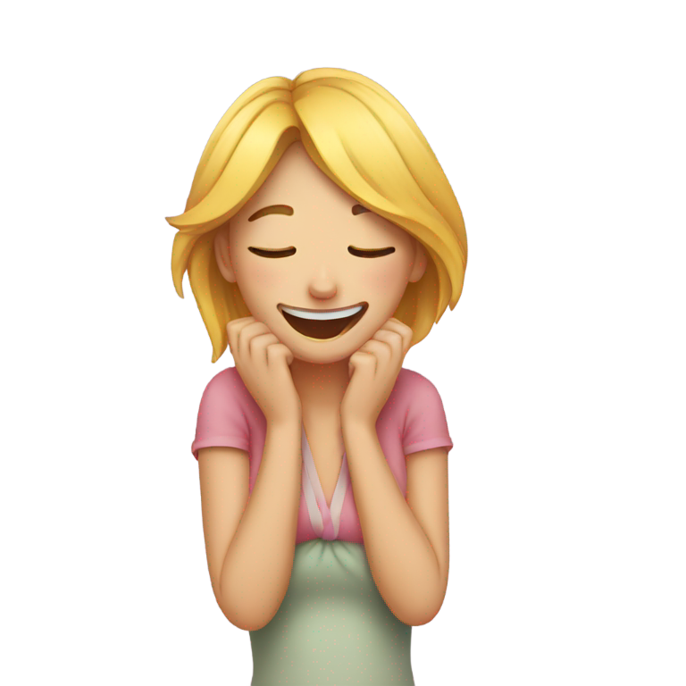 genmoji：女孩搂着脖子笑哭