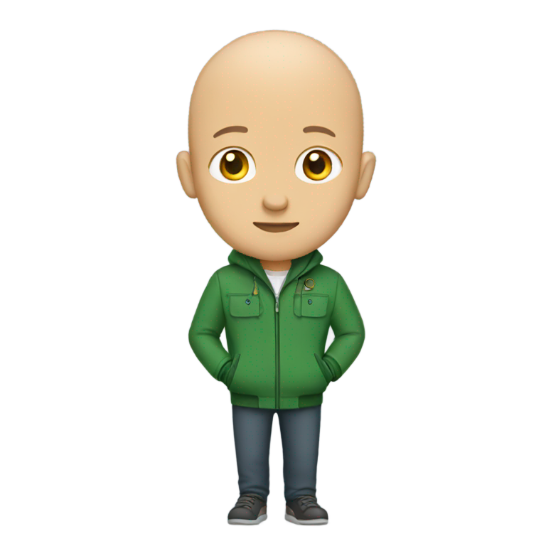 genmoji : Personne chauve avec veste verte
