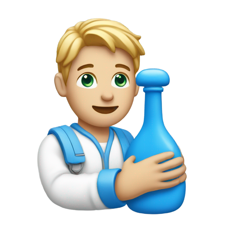 genmoji : Un homme avec une sucette bleue